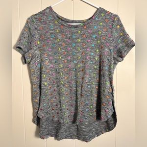 Love, Fire Girls XL Gray Multi-colored Polka dot High-low Brushed Knit Tee
